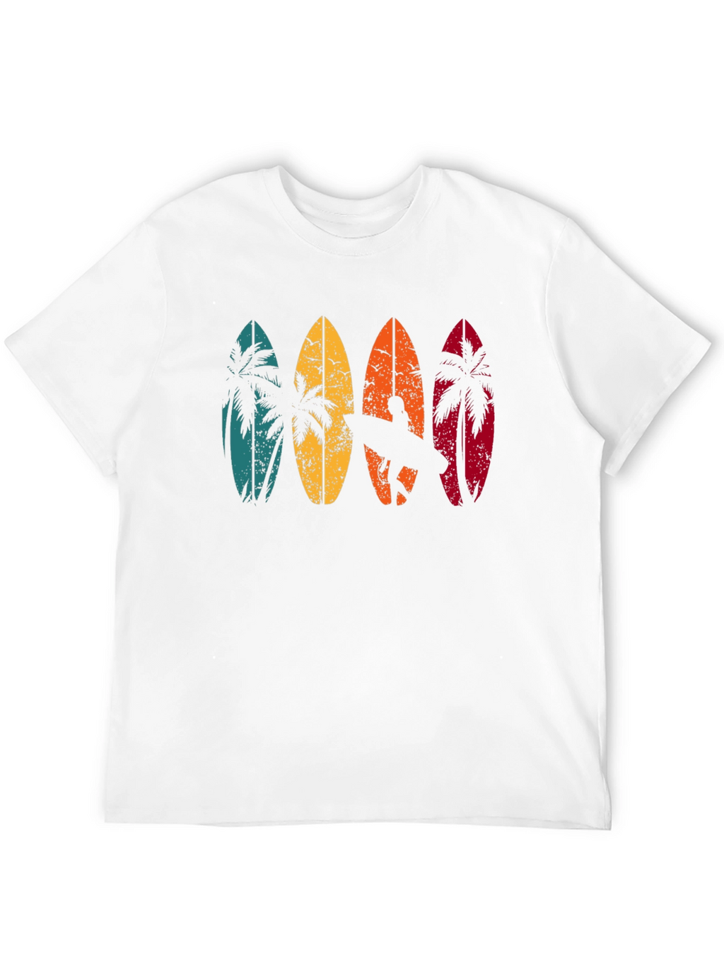 Retro Surfboard Palm Tree Graphic T-Shirt