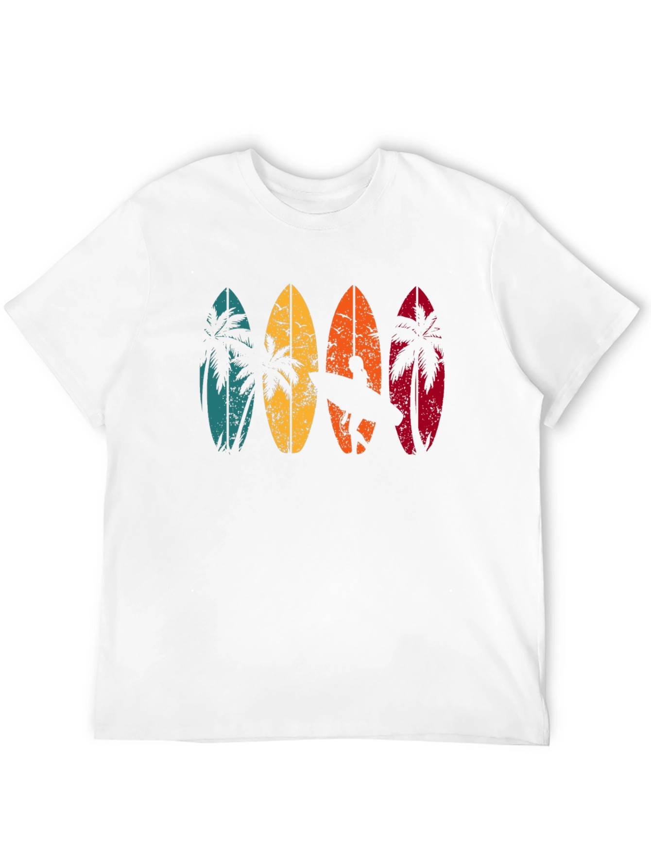 Retro Surfboard Palm Tree Graphic T-Shirt