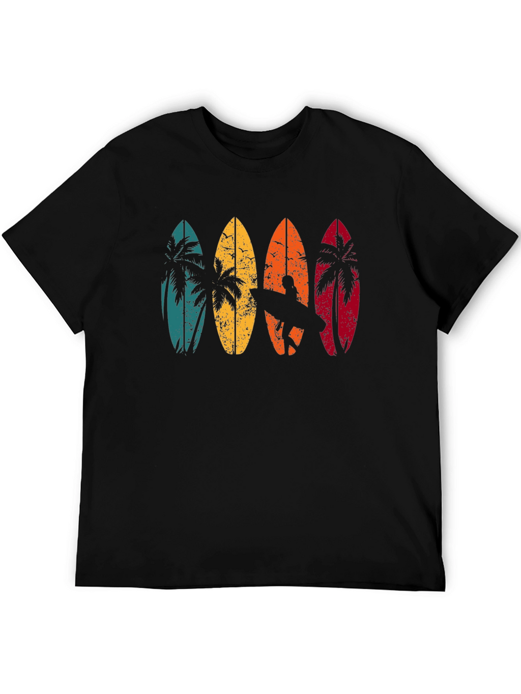 Retro Surfboard Palm Tree Graphic T-Shirt