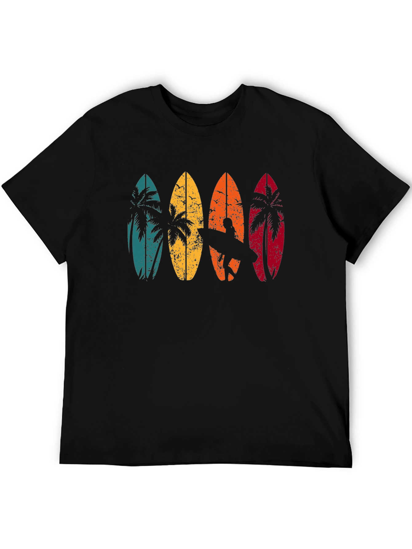 Retro Surfboard Palm Tree Graphic T-Shirt