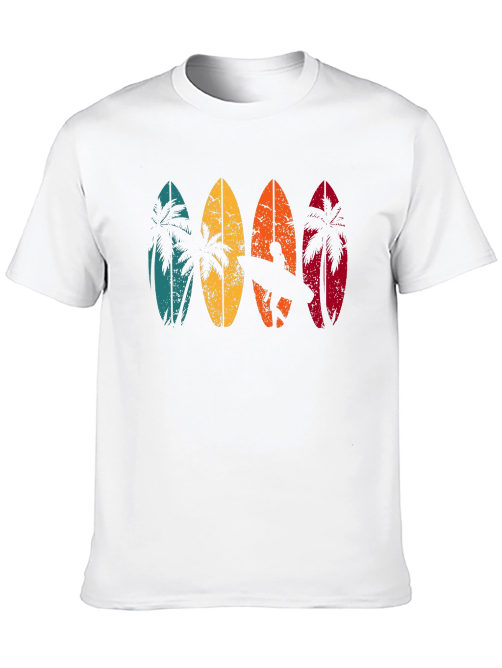 Retro Surfboard Palm Tree Graphic T-Shirt