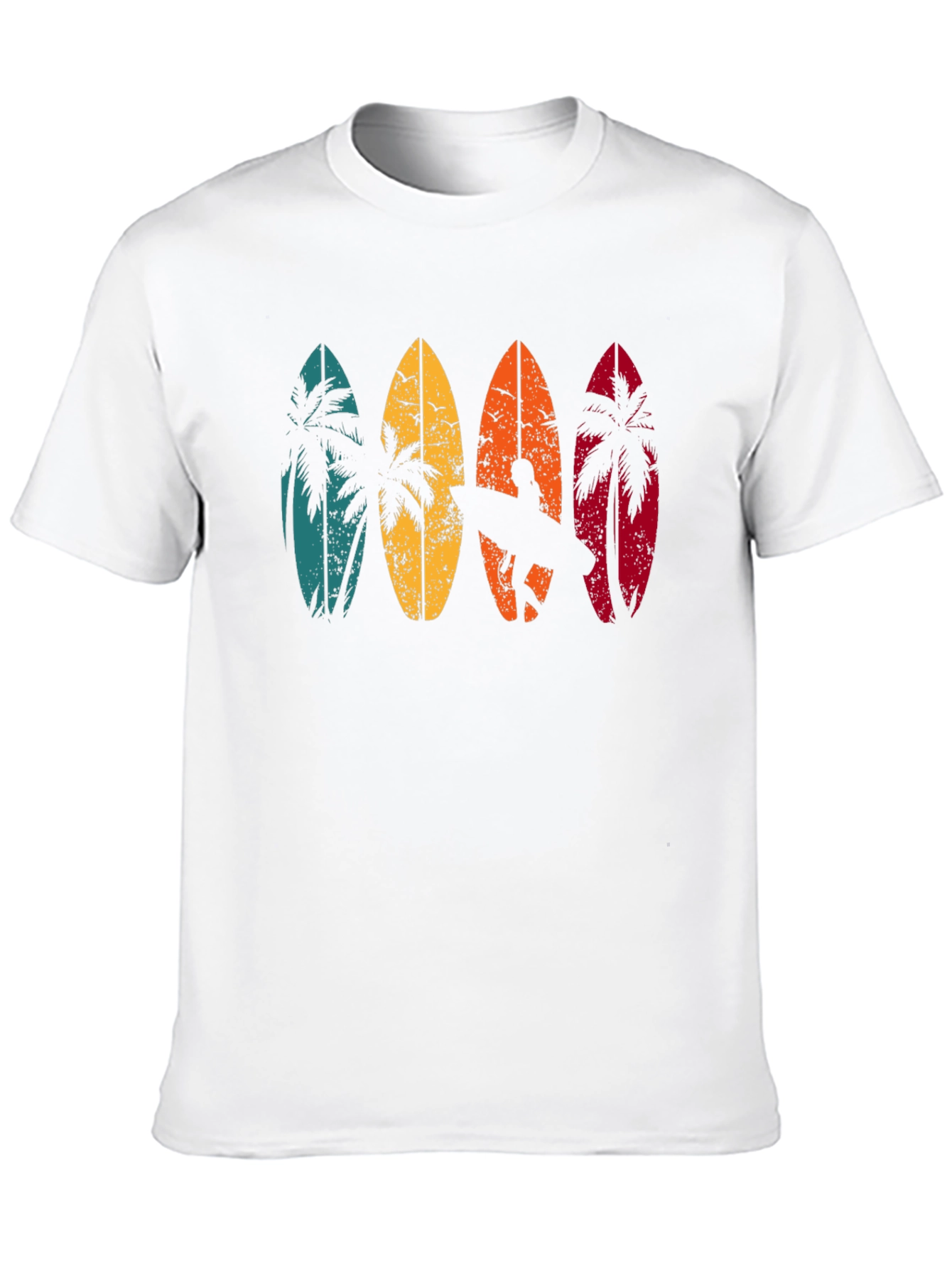 Retro Surfboard Palm Tree Graphic T-Shirt