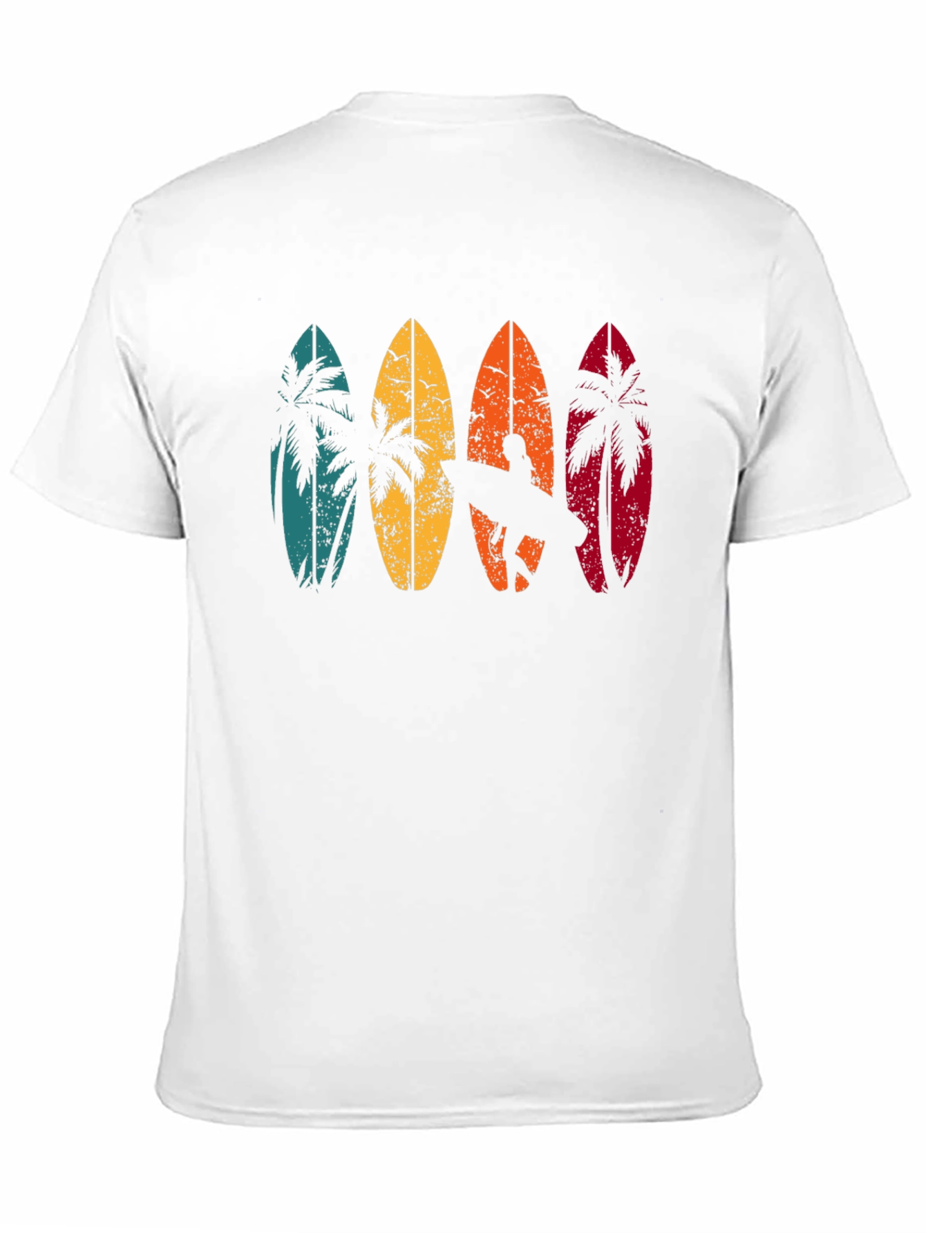 Retro Surfboard Palm Tree Graphic T-Shirt