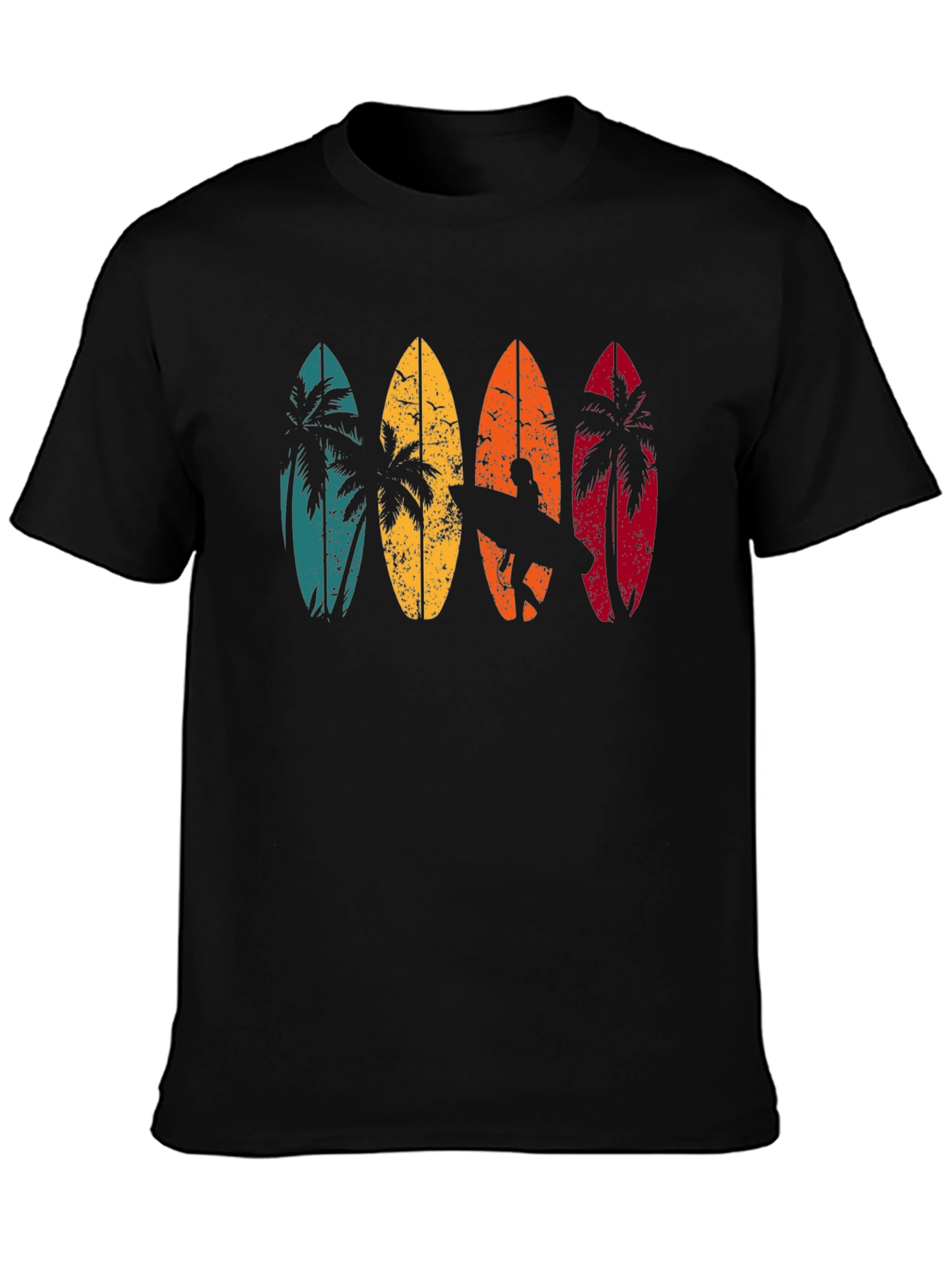 Retro Surfboard Palm Tree Graphic T-Shirt