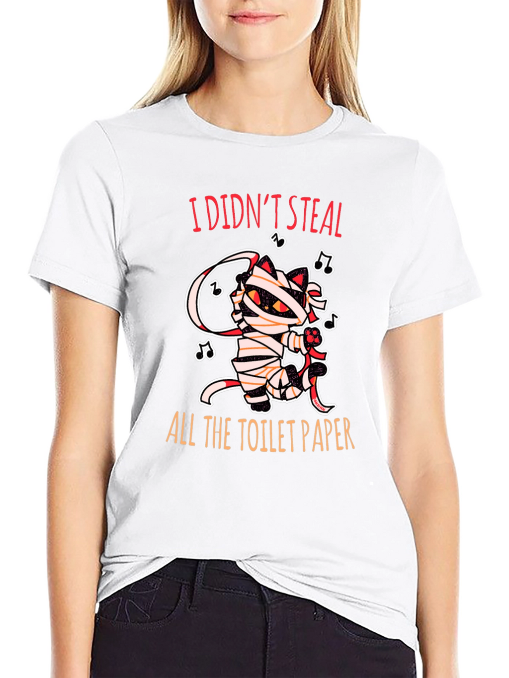 I Didnt Steal Toilet Paper Cat Mummy Graphic Tee
