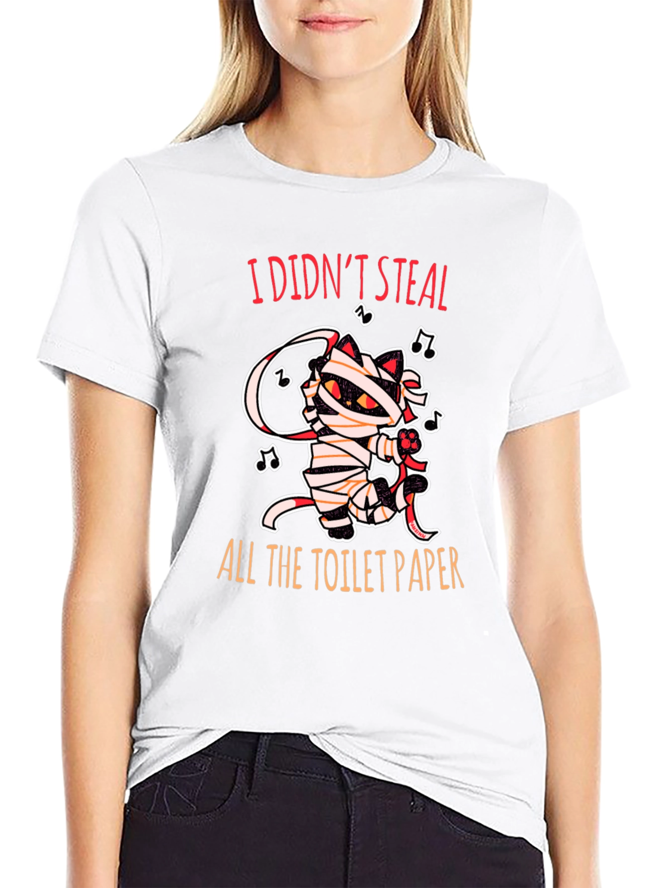 I Didnt Steal Toilet Paper Cat Mummy Graphic Tee