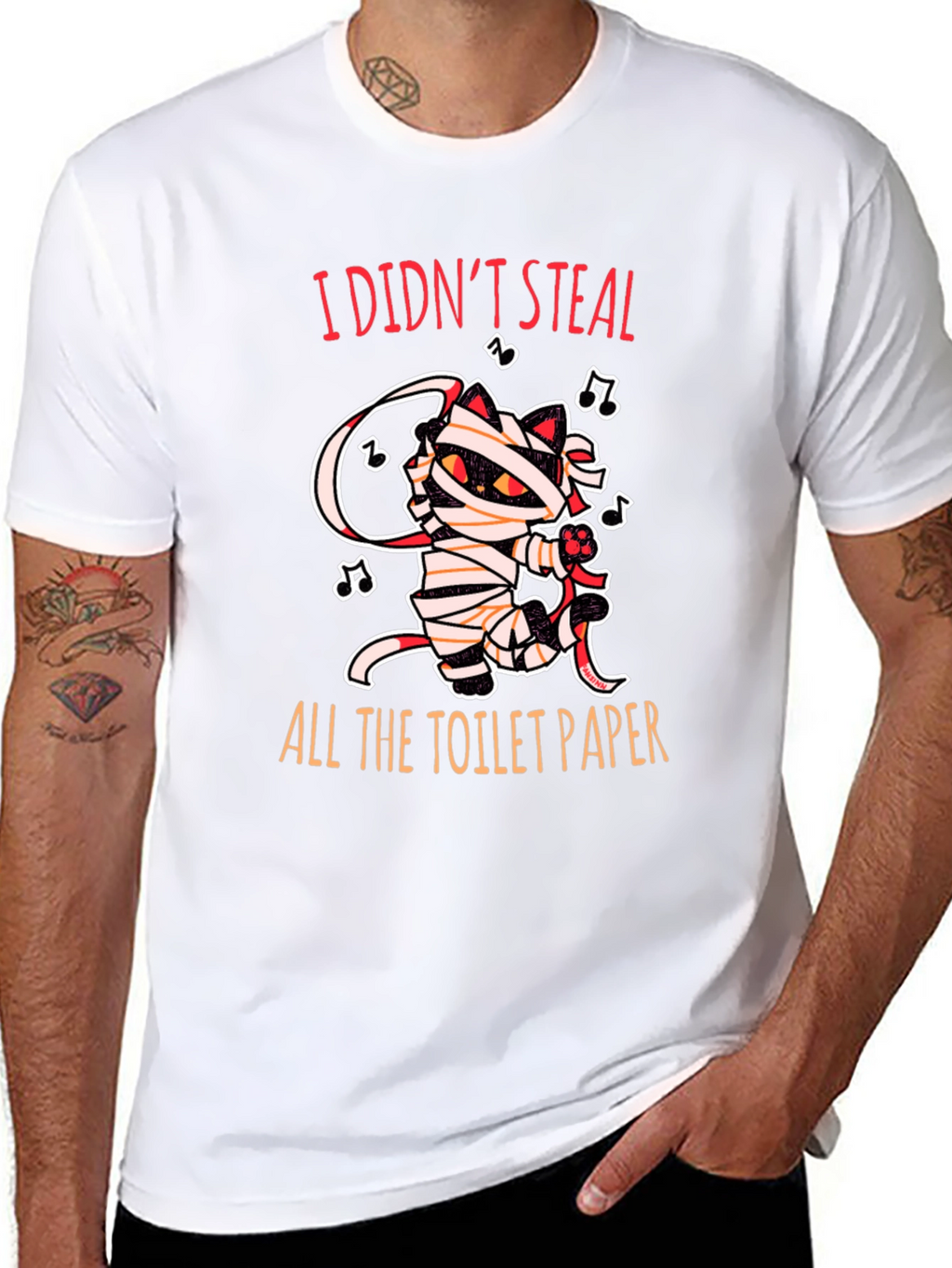 I Didnt Steal Toilet Paper Cat Mummy Graphic Tee