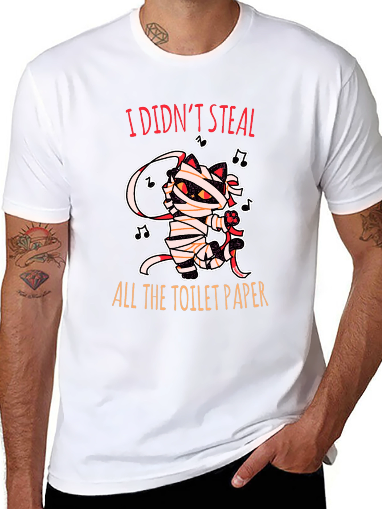 I Didnt Steal Toilet Paper Cat Mummy Graphic Tee