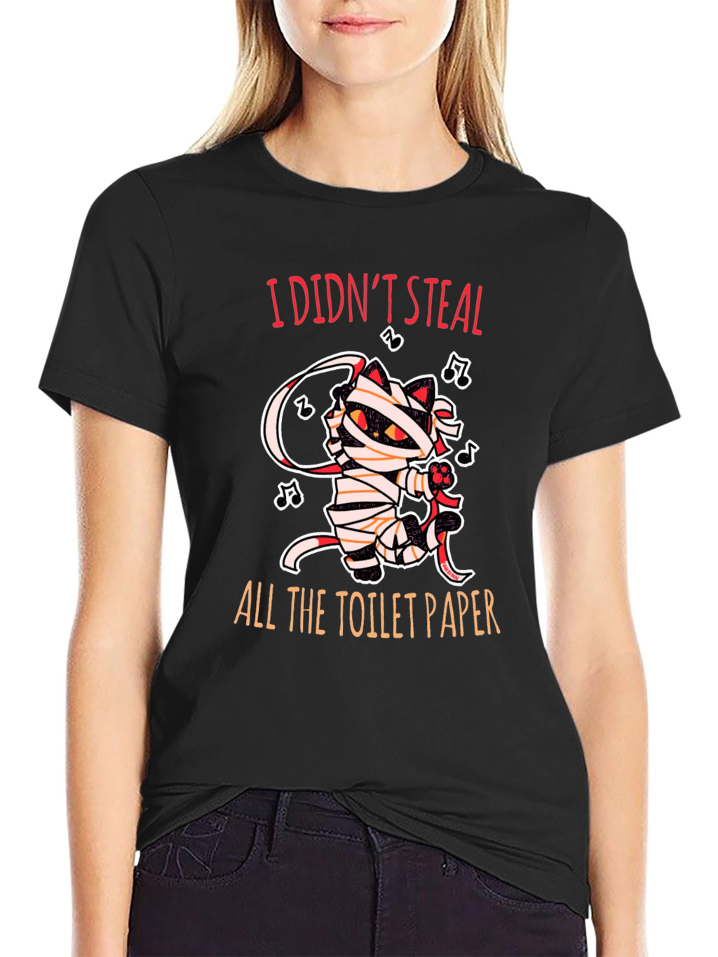 I Didnt Steal Toilet Paper Cat Mummy Graphic Tee