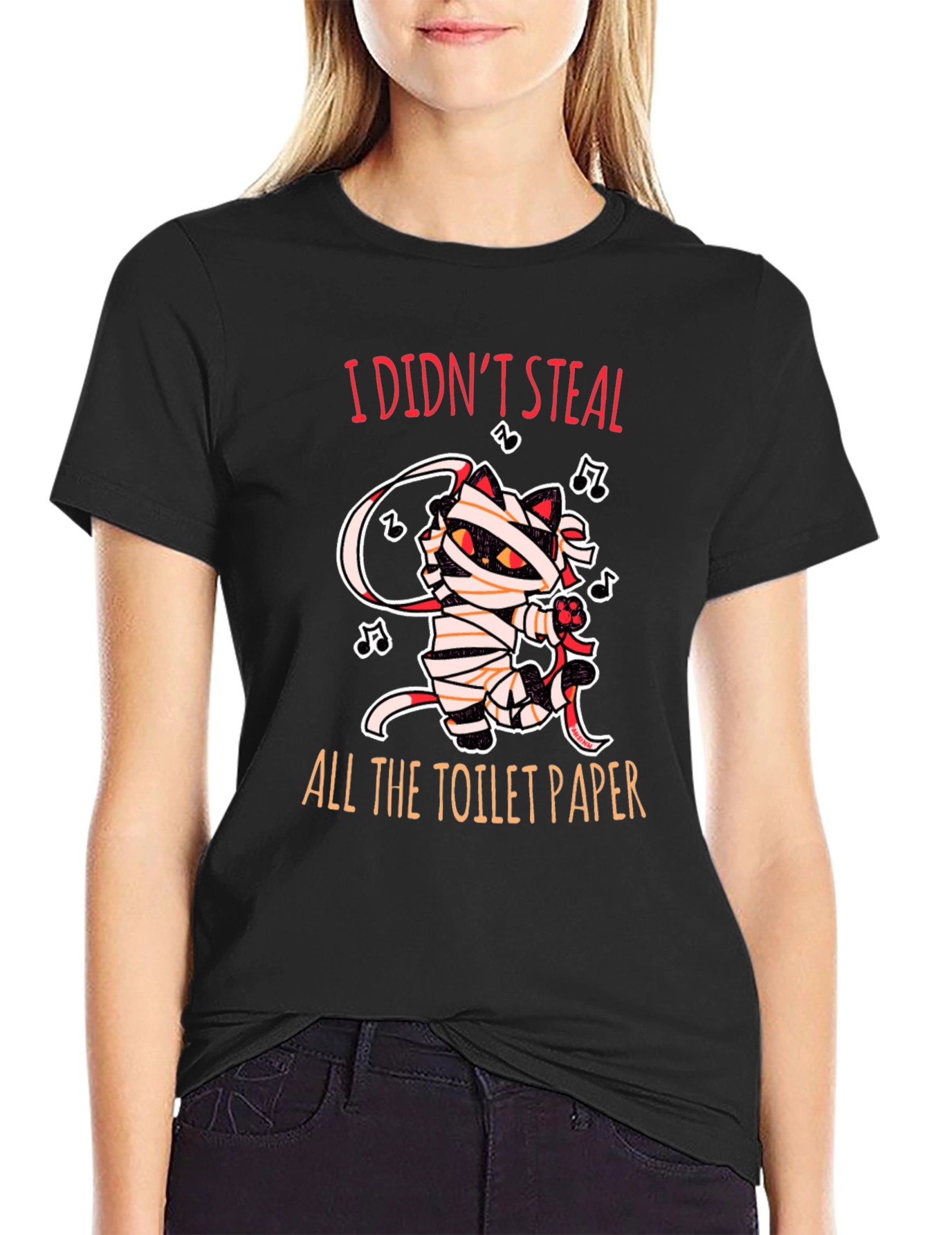 I Didnt Steal Toilet Paper Cat Mummy Graphic Tee