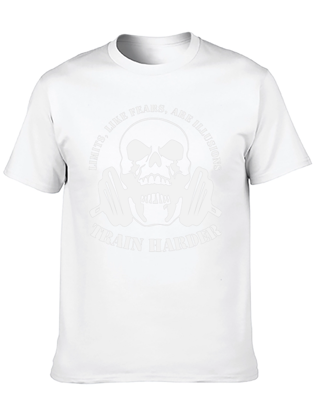 Train Harder Graphic T-Shirt - Skull & Barbell Design