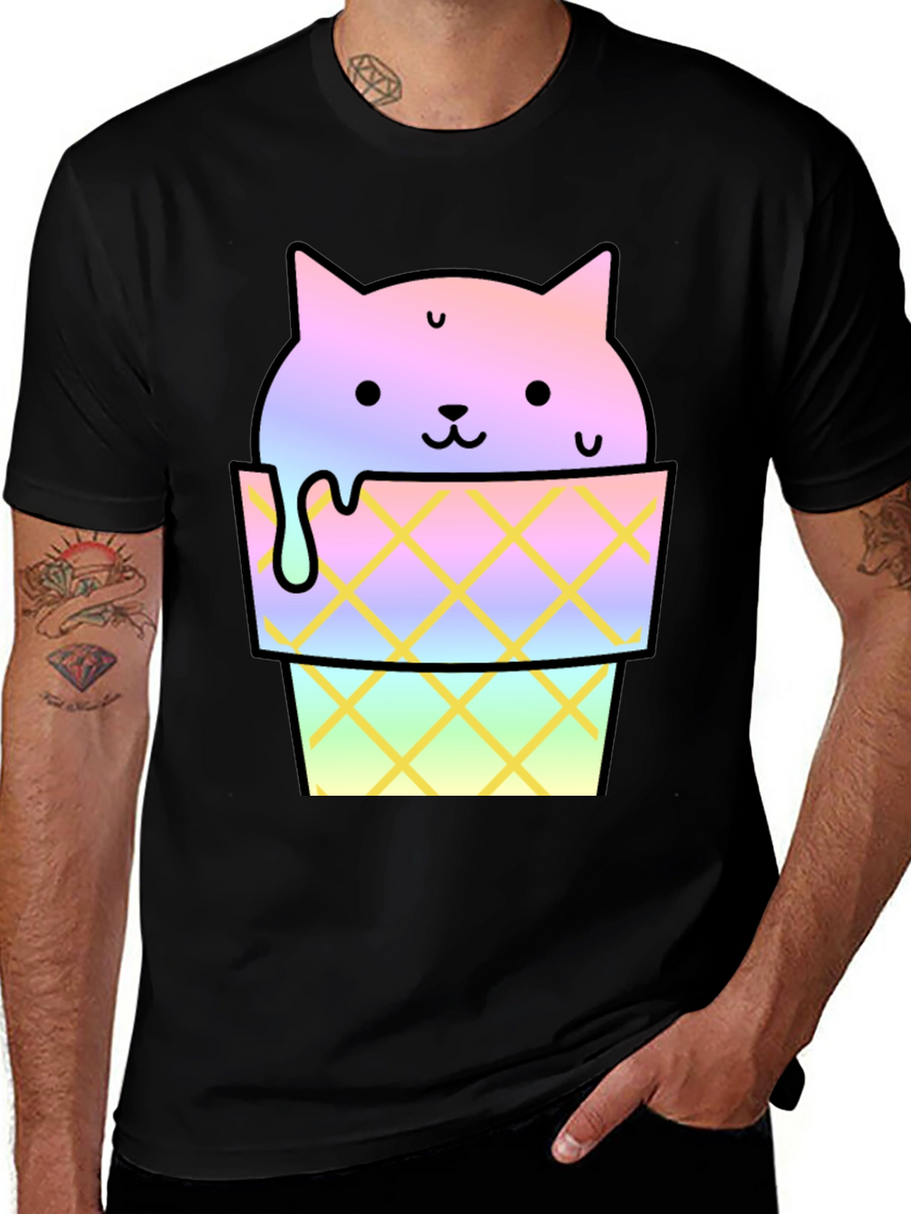 Cute Cat Ice Cream Graphic Tee