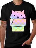 Cute Cat Ice Cream Graphic Tee