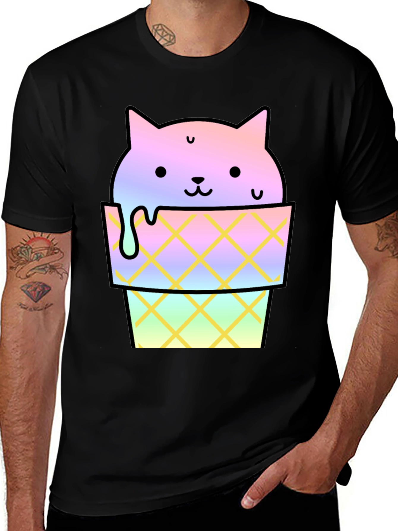 Cute Cat Ice Cream Graphic Tee