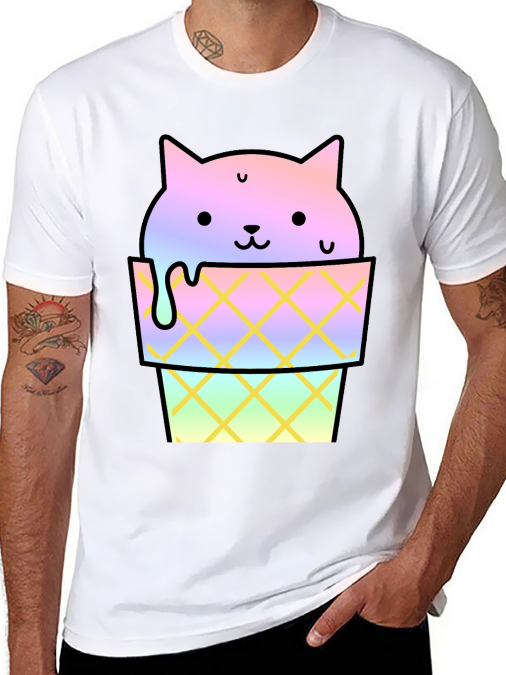 Cute Cat Ice Cream Graphic Tee