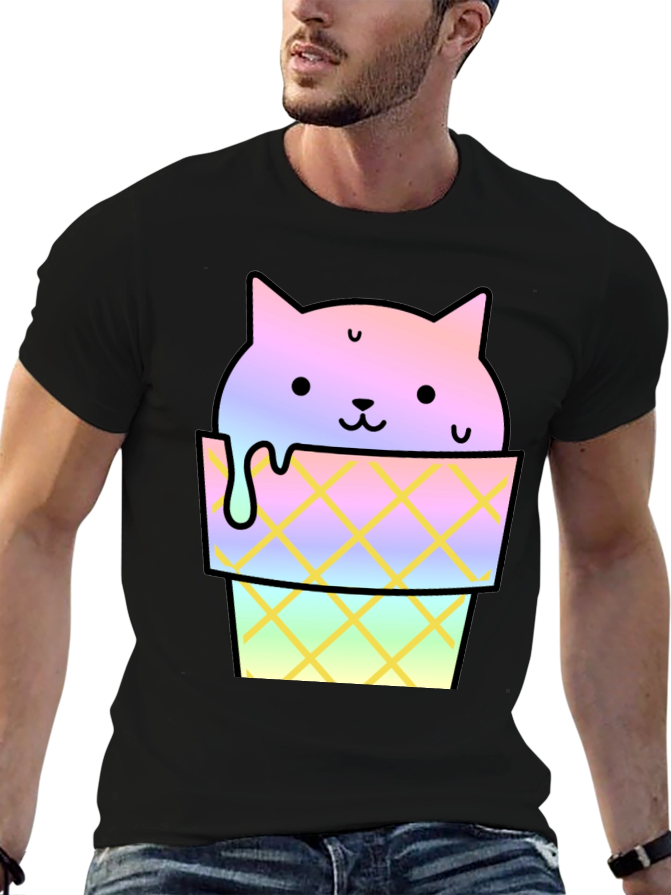 Cute Cat Ice Cream Graphic Tee
