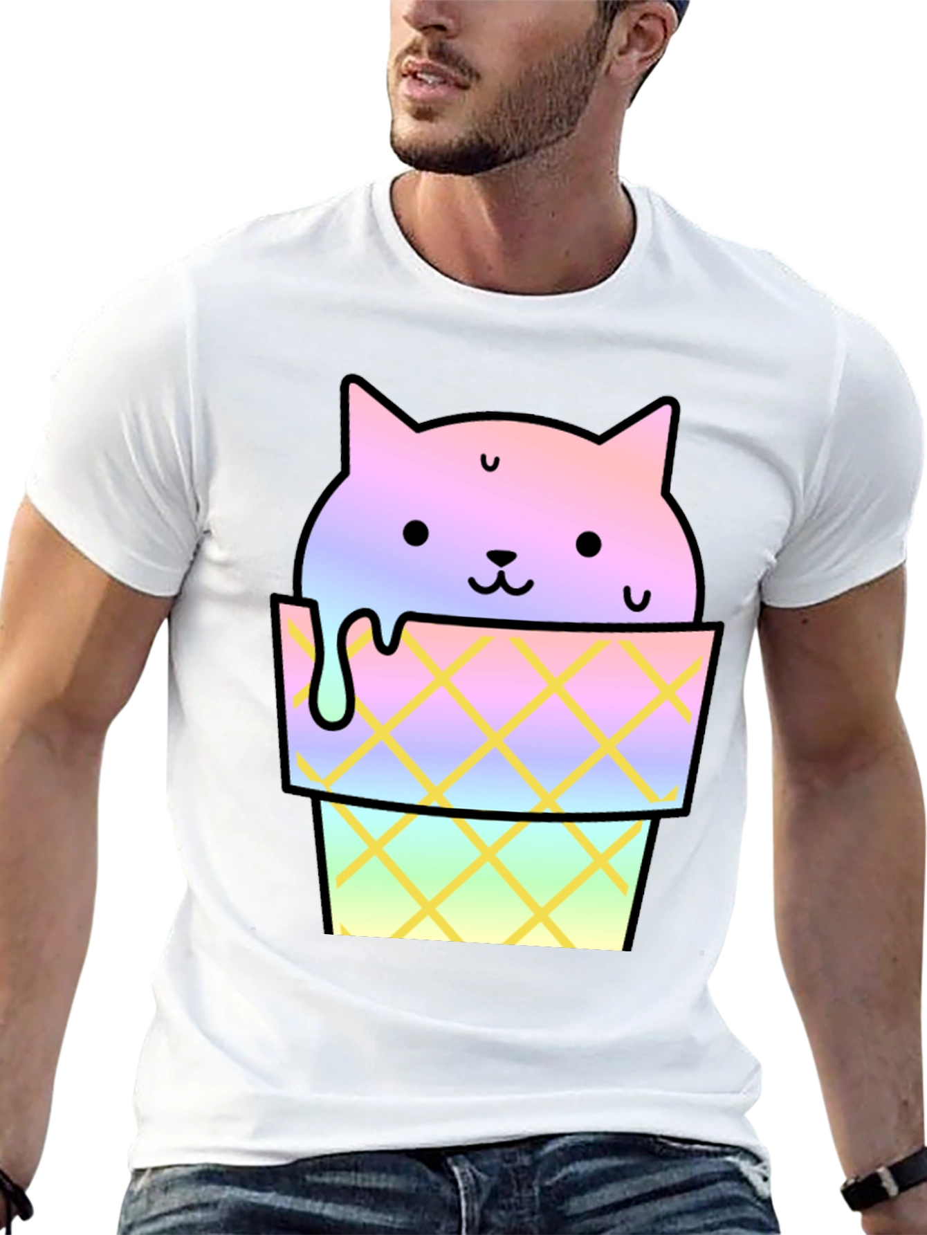 Cute Cat Ice Cream Graphic Tee