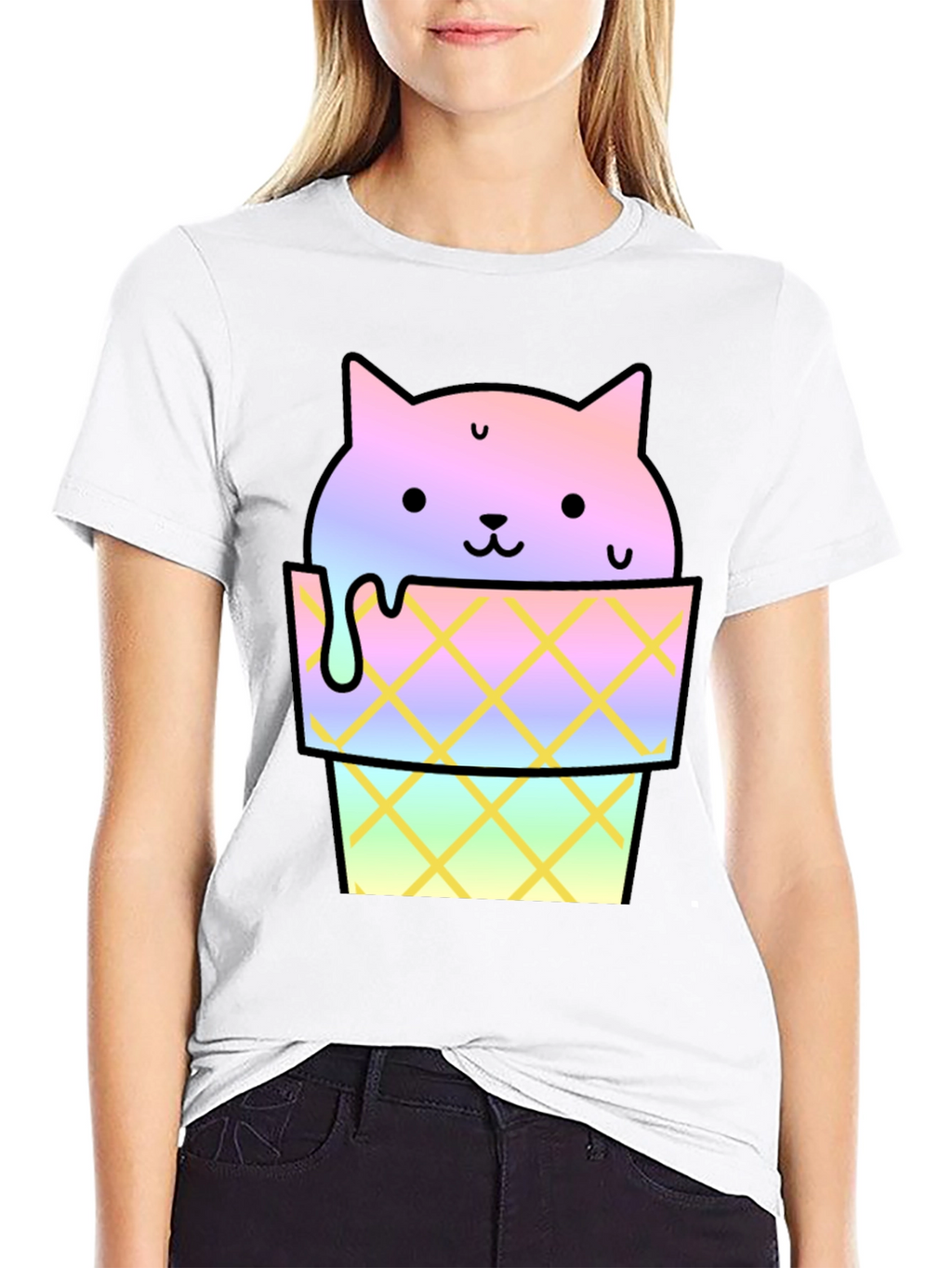 Cute Cat Ice Cream Graphic Tee
