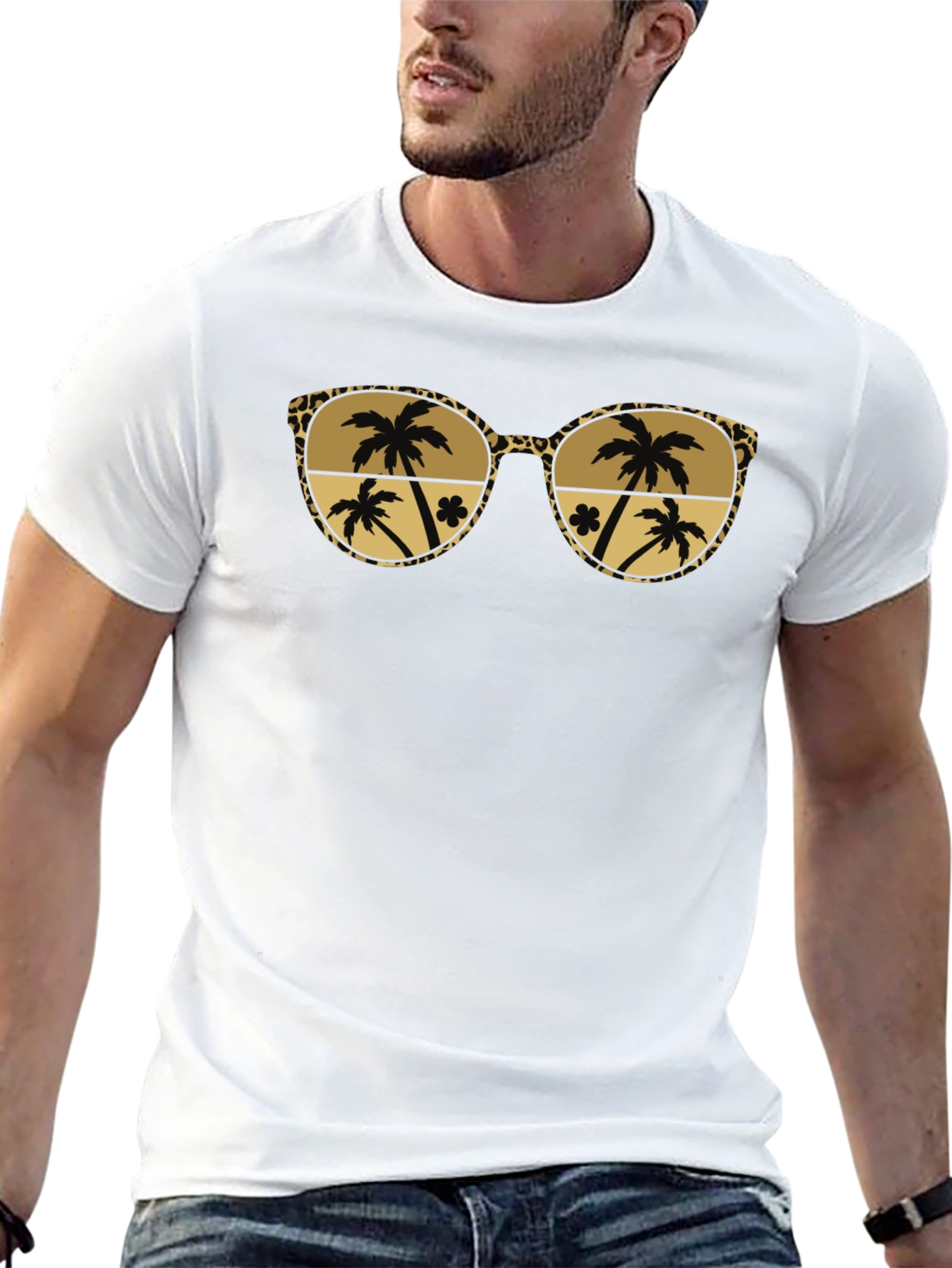 Tropical Palm Tree Sunglasses Graphic Tee