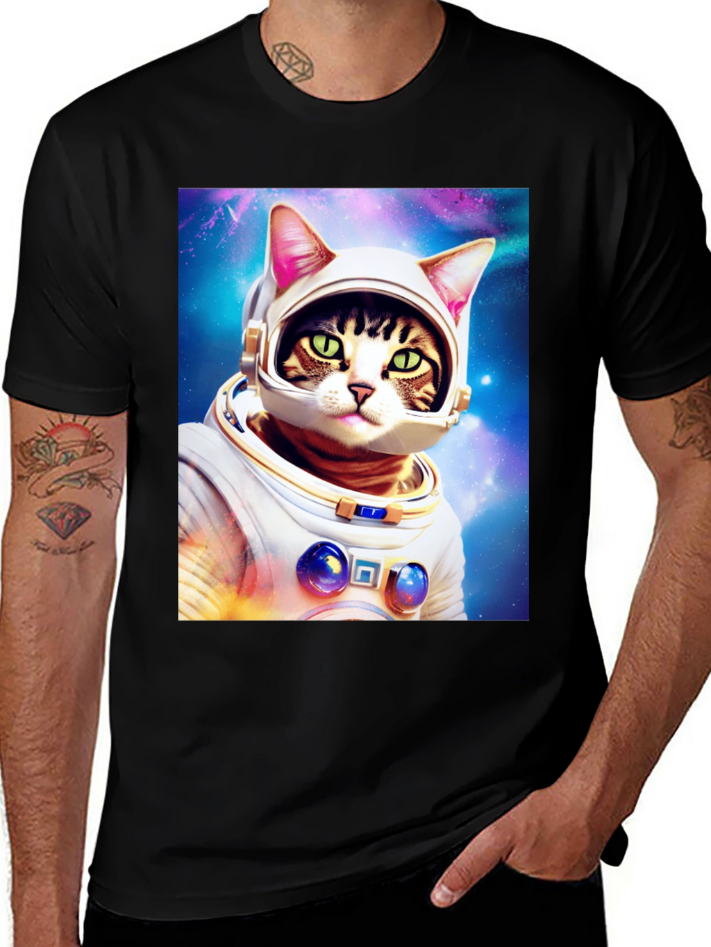 Cat Astronaut T-Shirt - Galaxy Space Kitty Tee