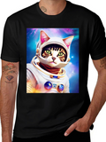Cat Astronaut T-Shirt - Galaxy Space Kitty Tee