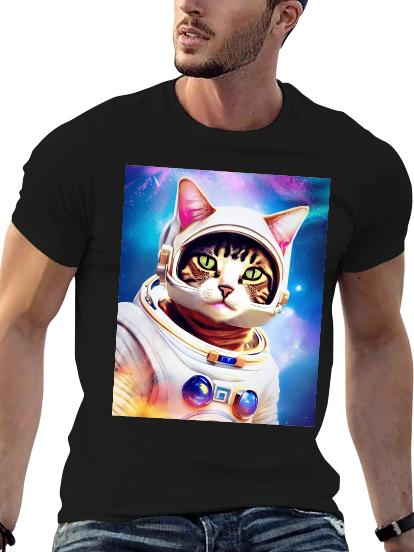 Cat Astronaut T-Shirt - Galaxy Space Kitty Tee