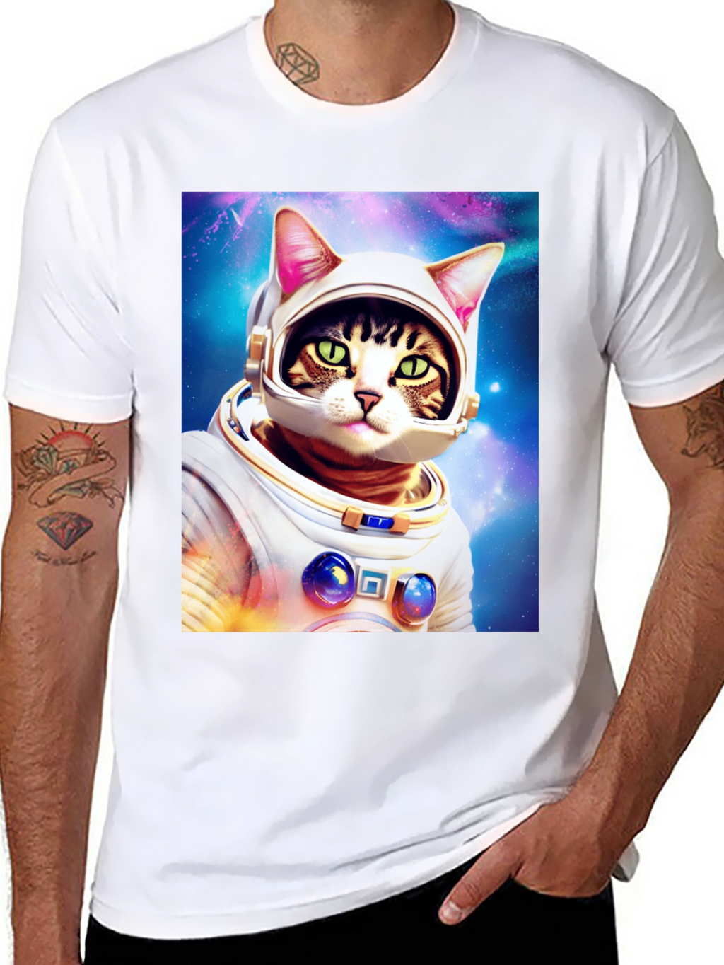 Cat Astronaut T-Shirt - Galaxy Space Kitty Tee