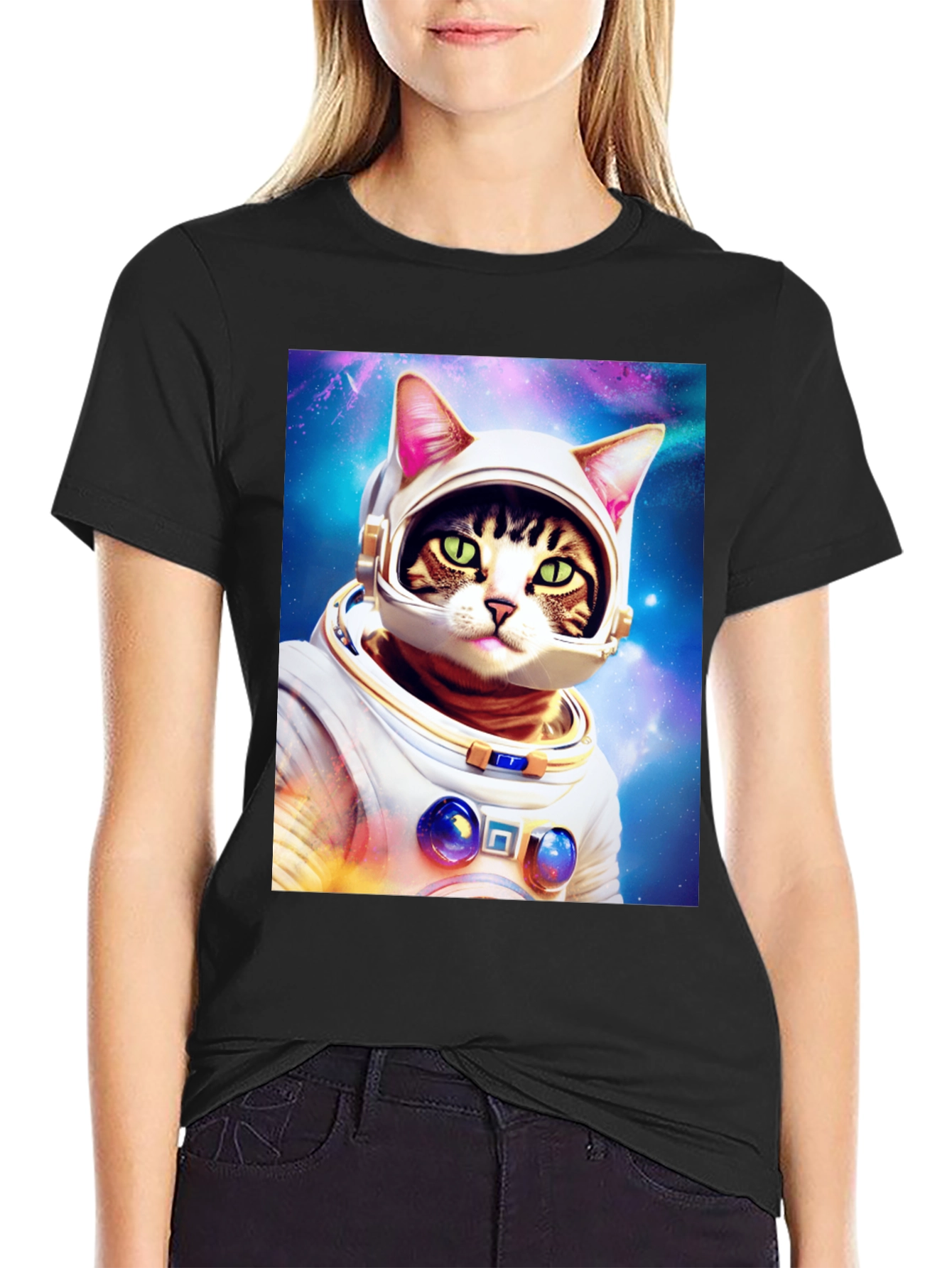 Cat Astronaut T-Shirt - Galaxy Space Kitty Tee