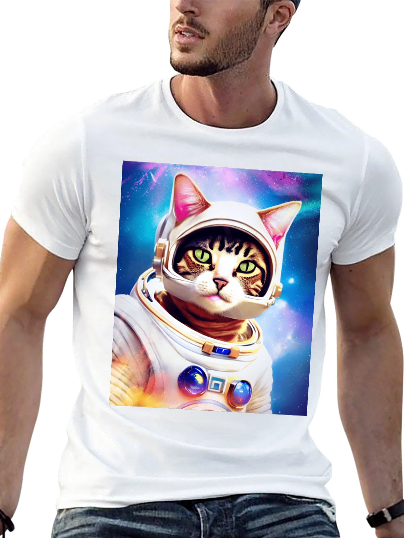 Cat Astronaut T-Shirt - Galaxy Space Kitty Tee