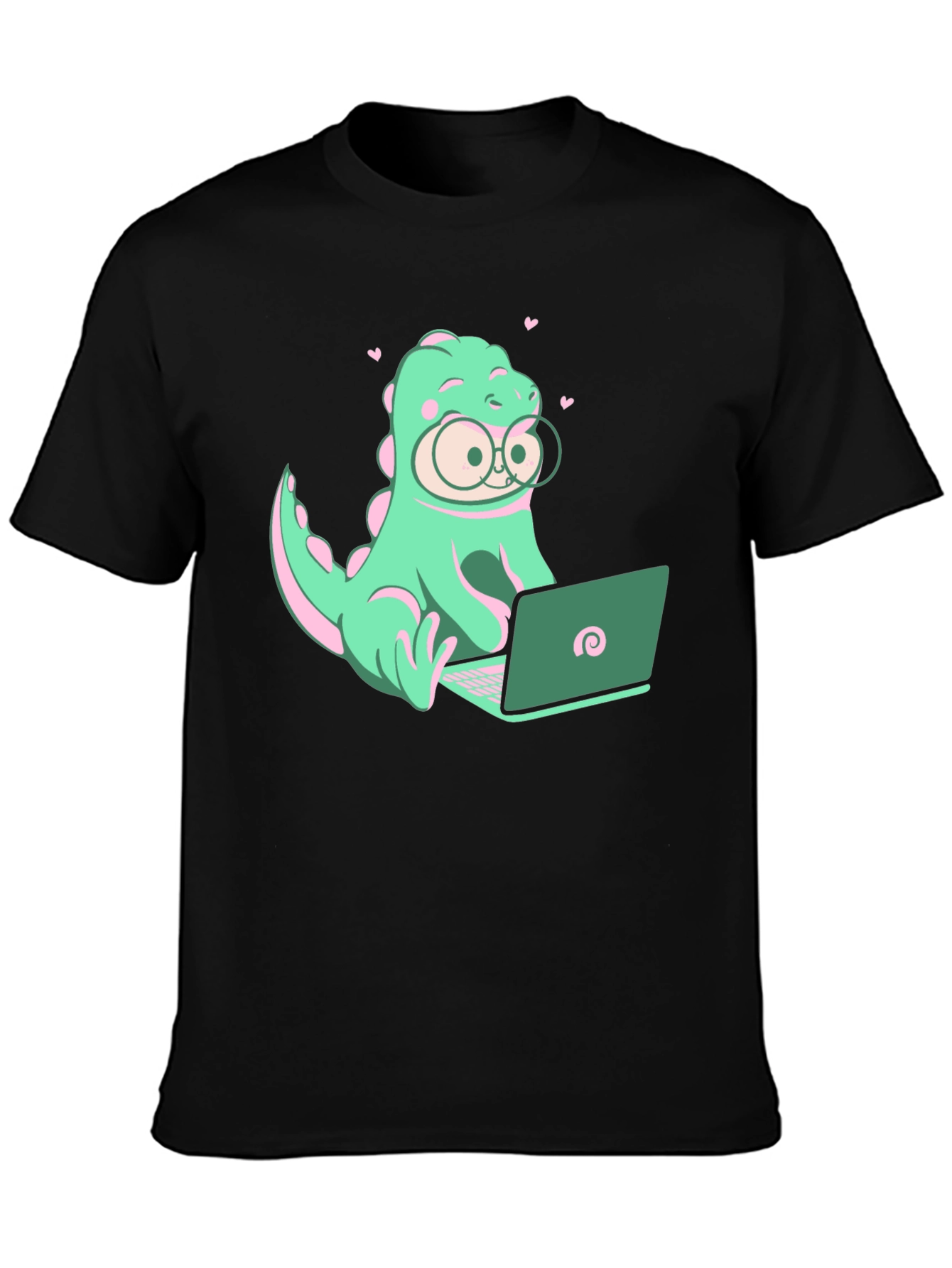 Dino Coder Graphic Tee - Black Cotton T-Shirt