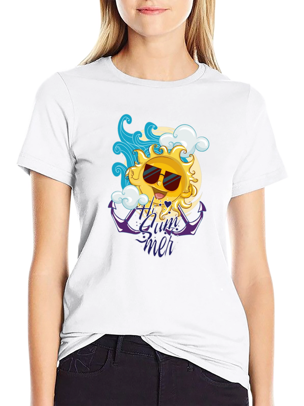 Summer Vibes Black T-Shirt - Cool Sun Design
