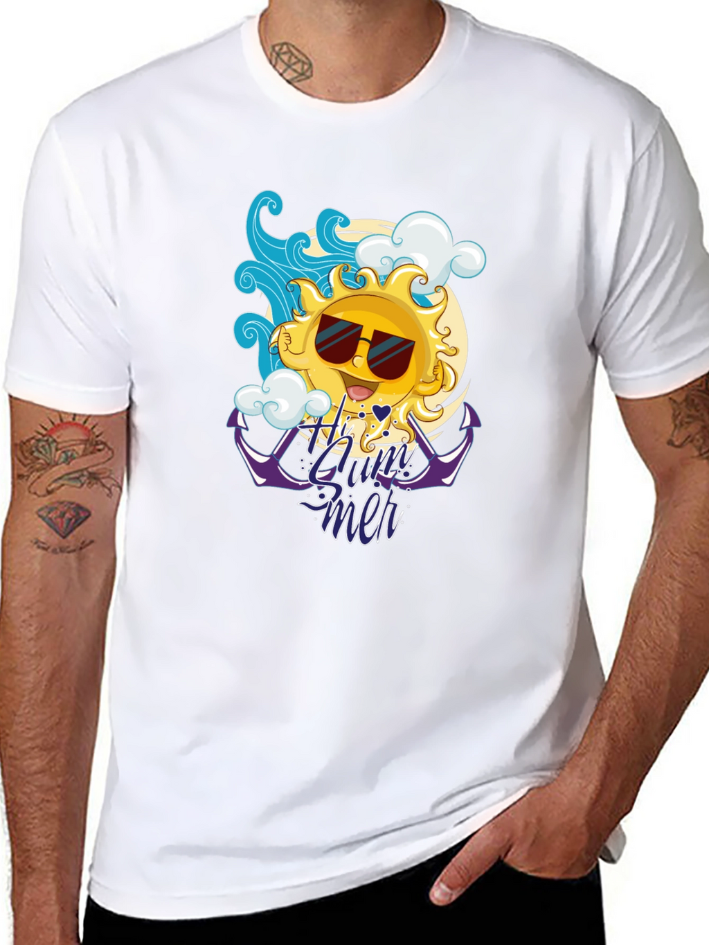 Summer Vibes Black T-Shirt - Cool Sun Design