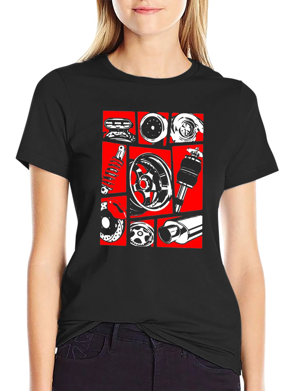 Car Parts Graphic Tee - Black