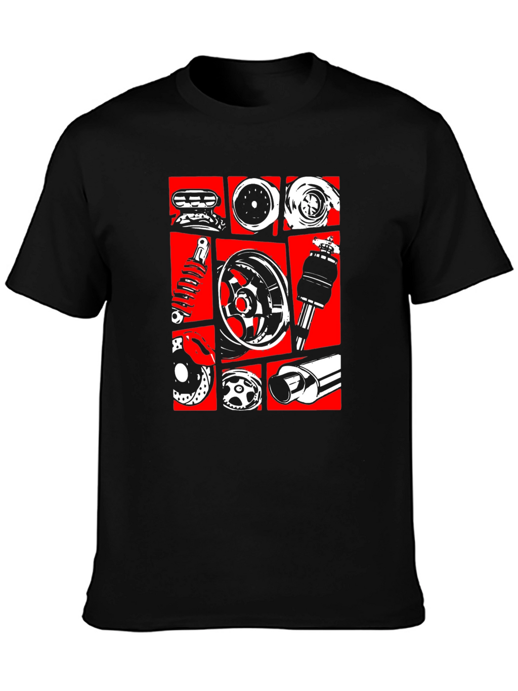 Car Parts Graphic Tee - Black