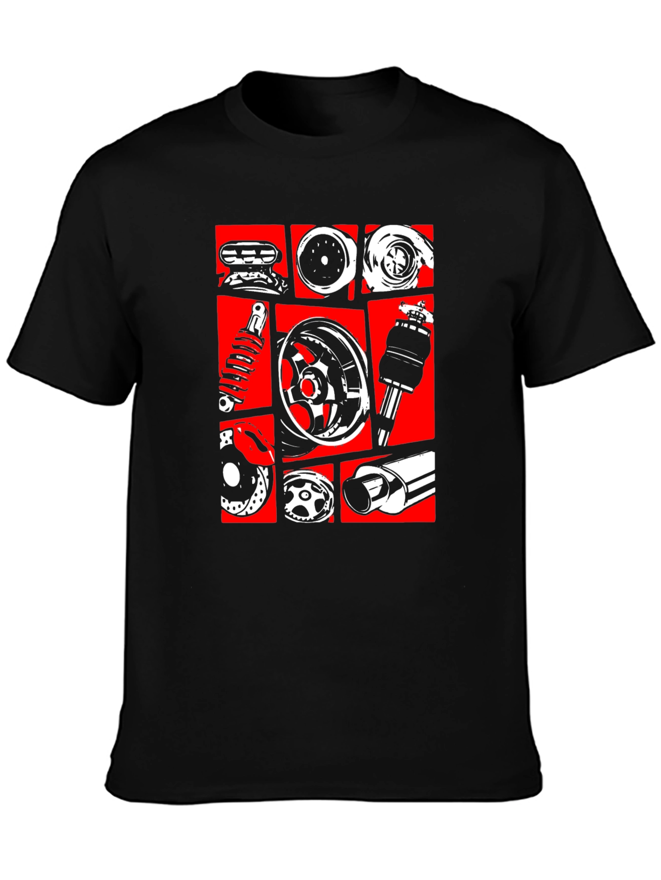 Car Parts Graphic Tee - Black