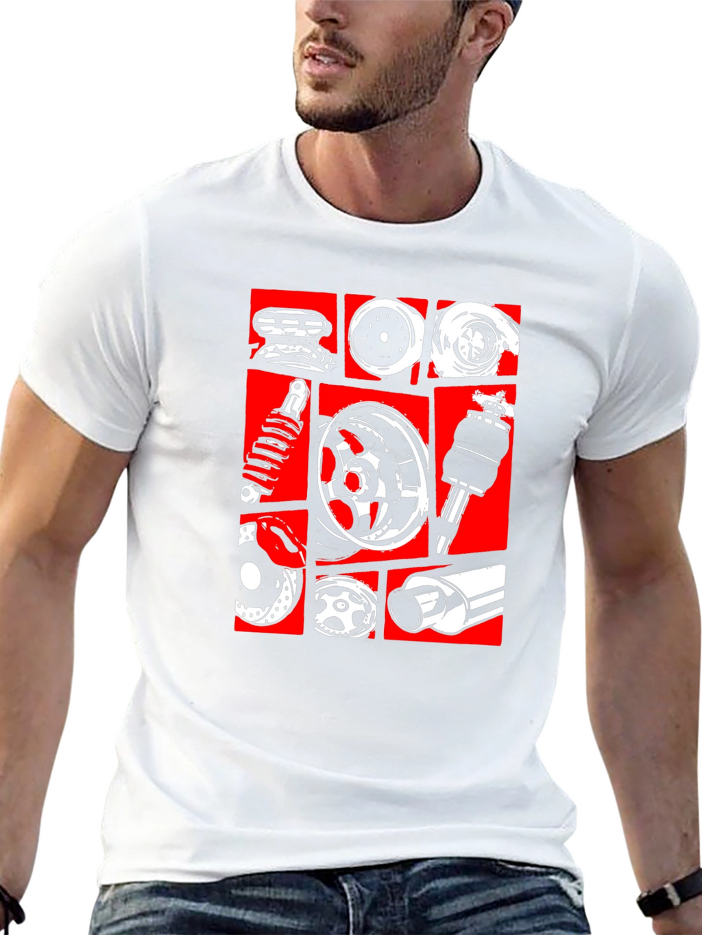 Car Parts Graphic Tee - Black