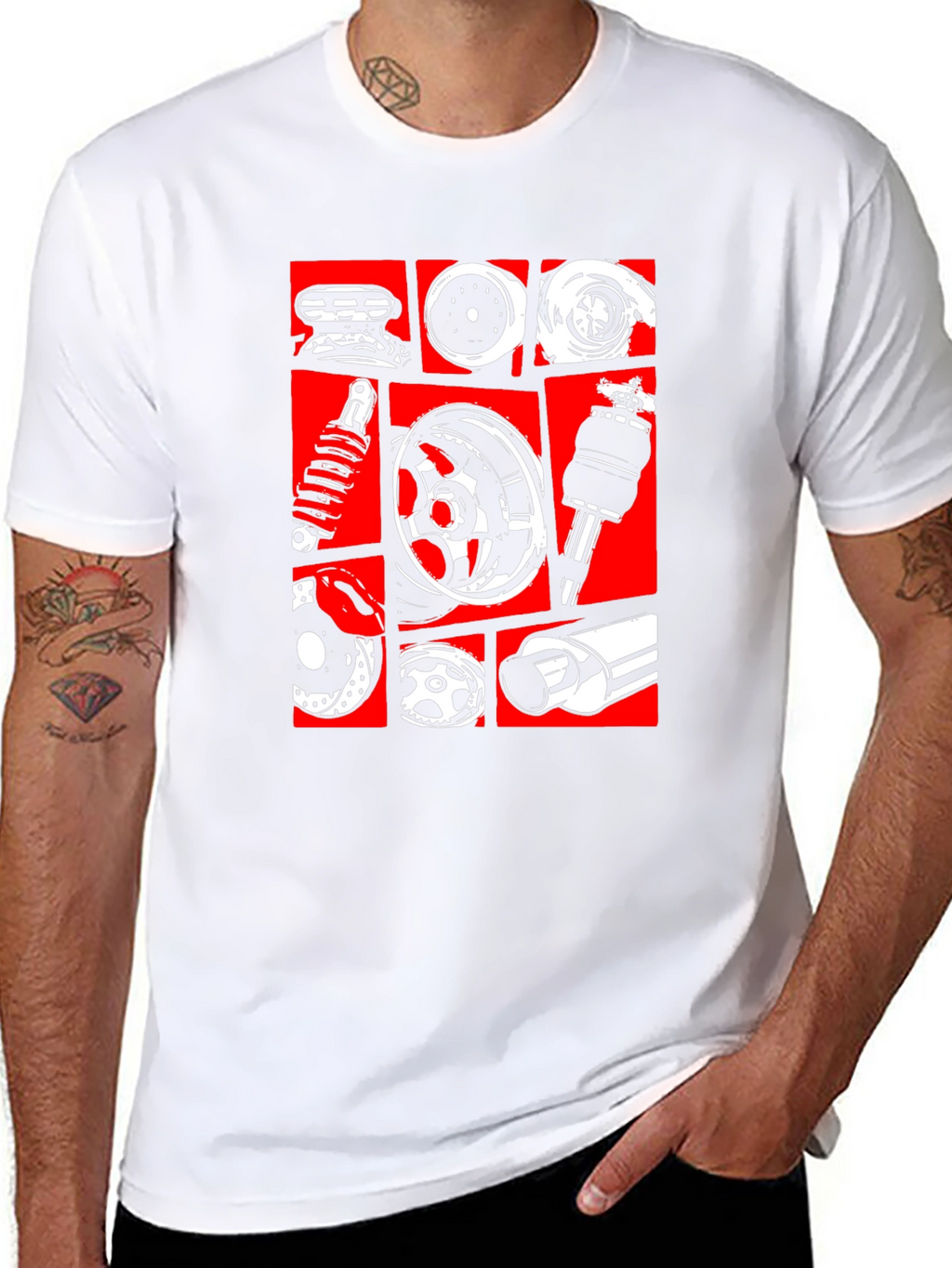 Car Parts Graphic Tee - Black