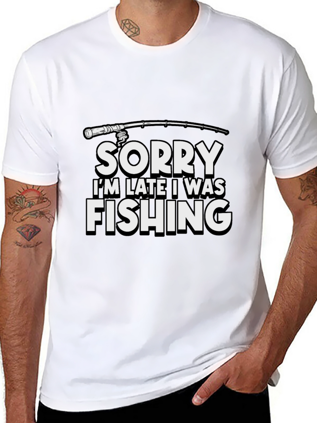 Funny Fishing T-Shirt - Sorry Im Late