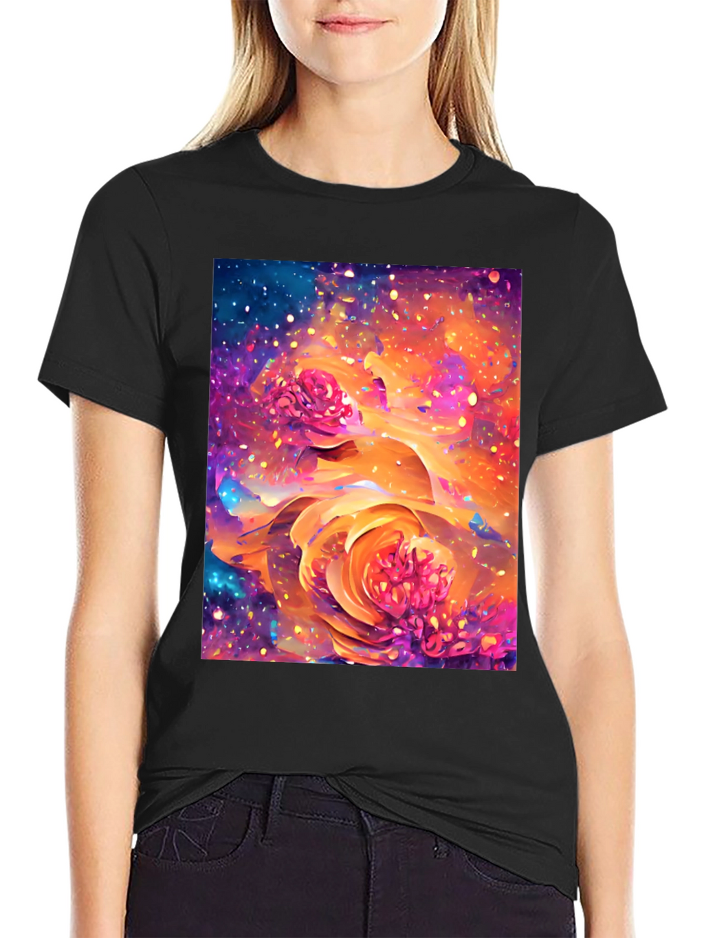 Floral Galaxy T-Shirt - Artistic Design
