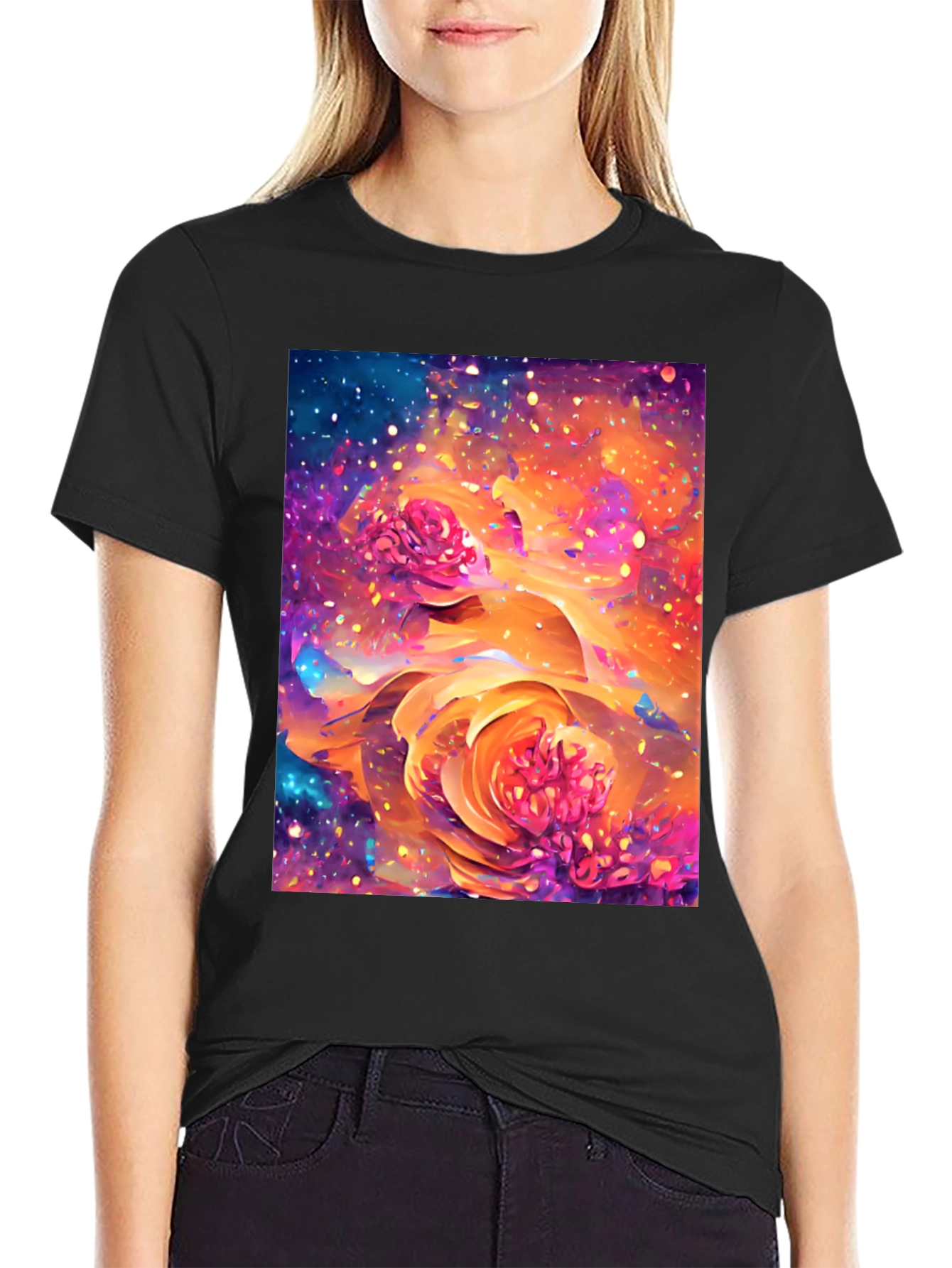 Floral Galaxy T-Shirt - Artistic Design