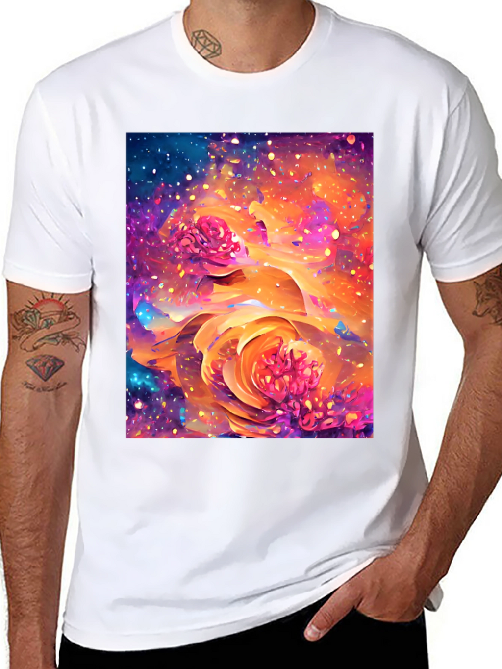 Floral Galaxy T-Shirt - Artistic Design