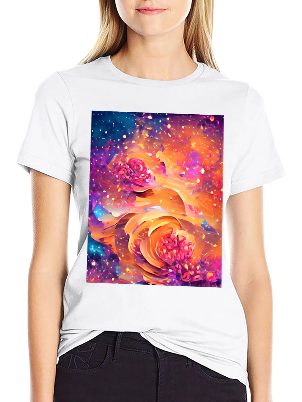 Floral Galaxy T-Shirt - Artistic Design