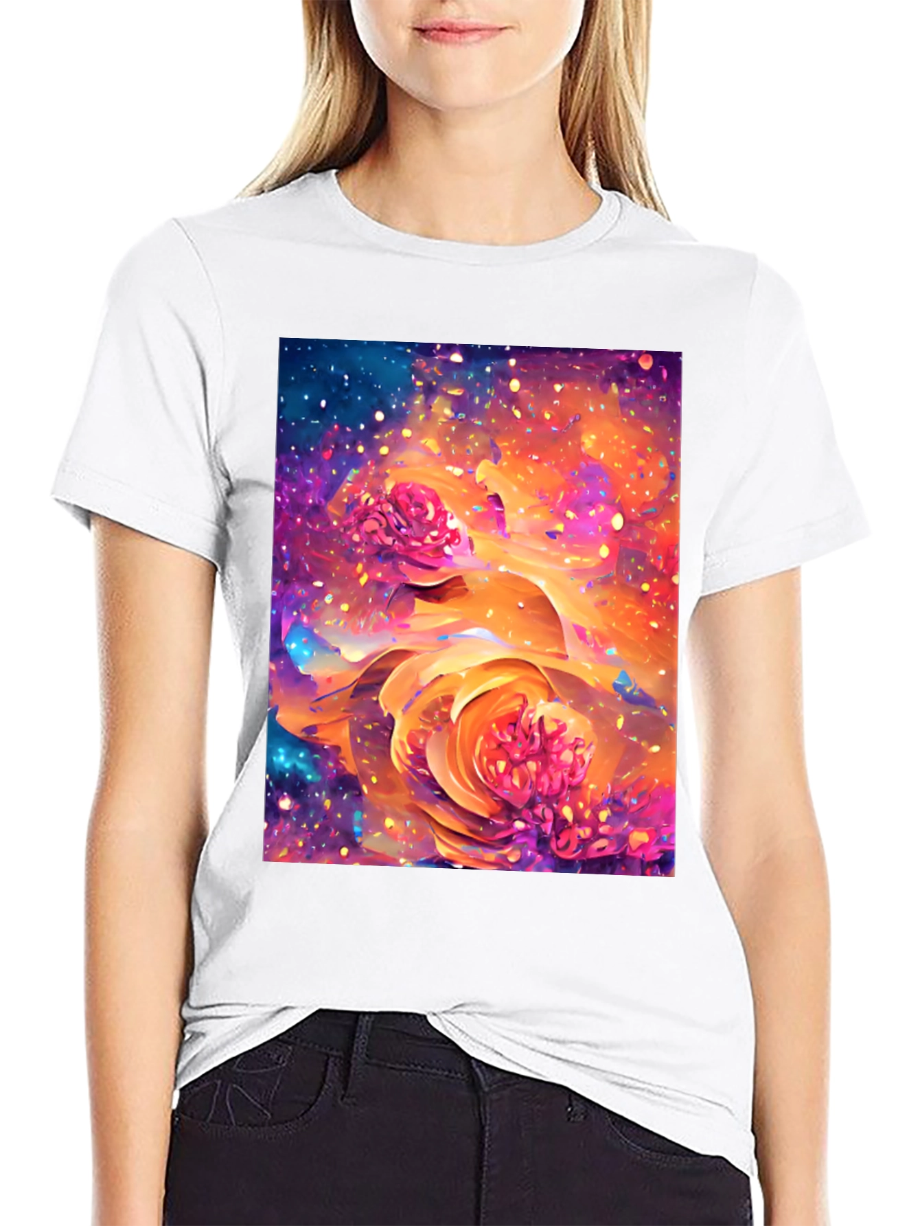 Floral Galaxy T-Shirt - Artistic Design