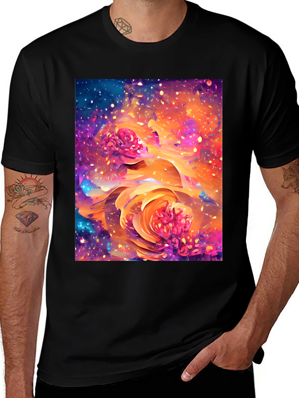 Floral Galaxy T-Shirt - Artistic Design