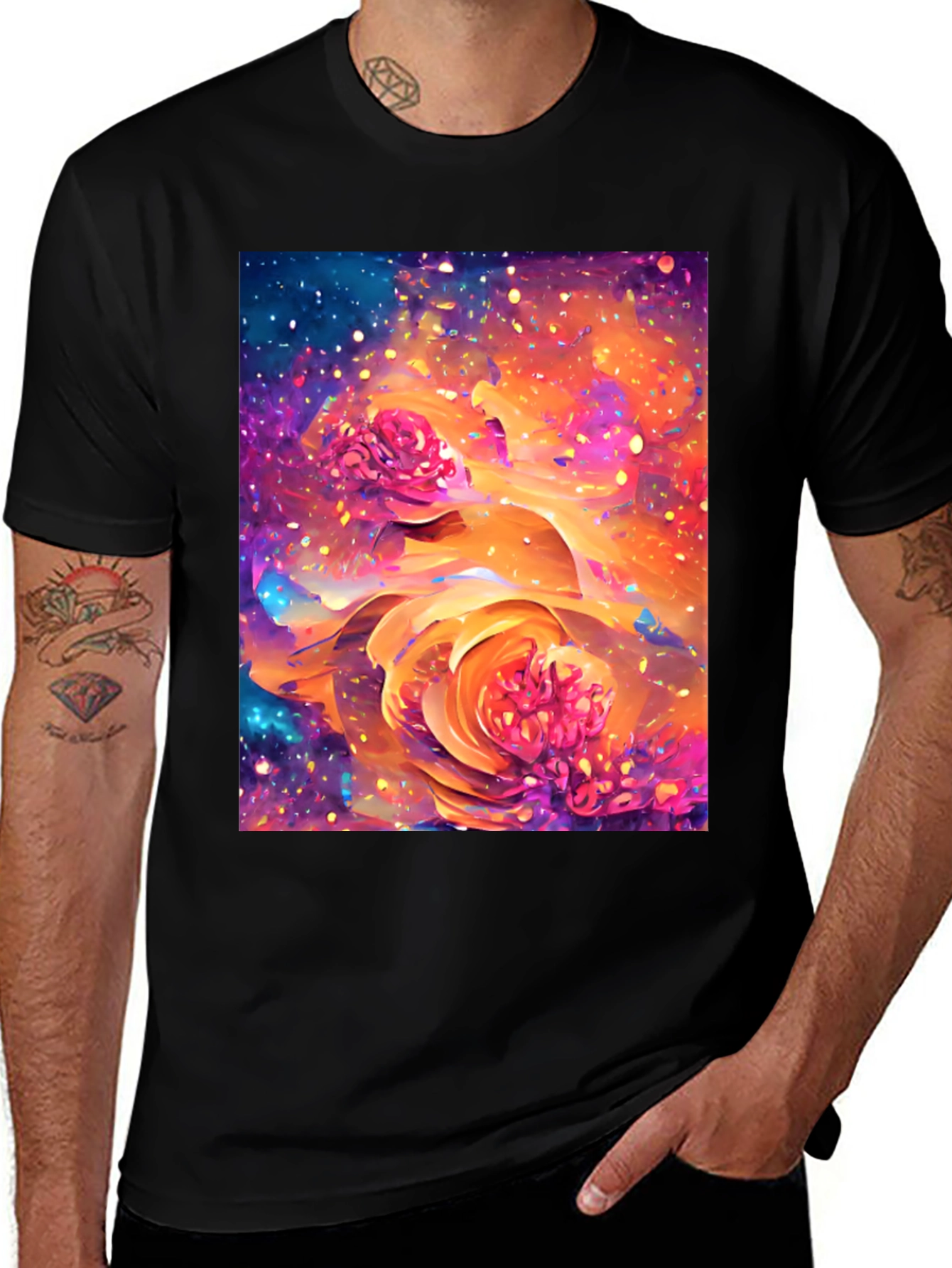 Floral Galaxy T-Shirt - Artistic Design