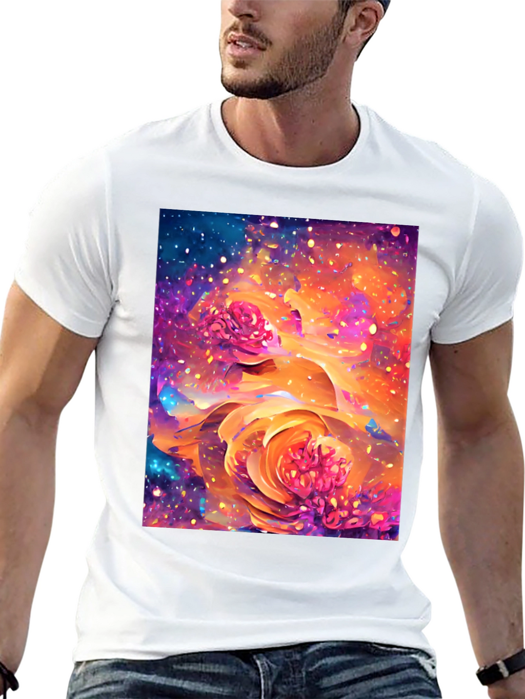 Floral Galaxy T-Shirt - Artistic Design