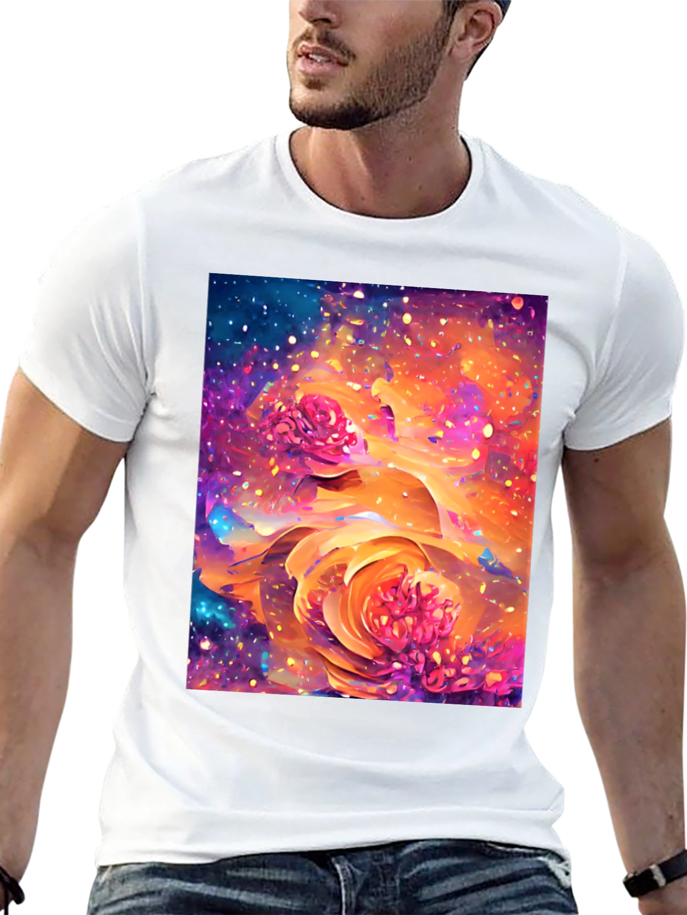 Floral Galaxy T-Shirt - Artistic Design