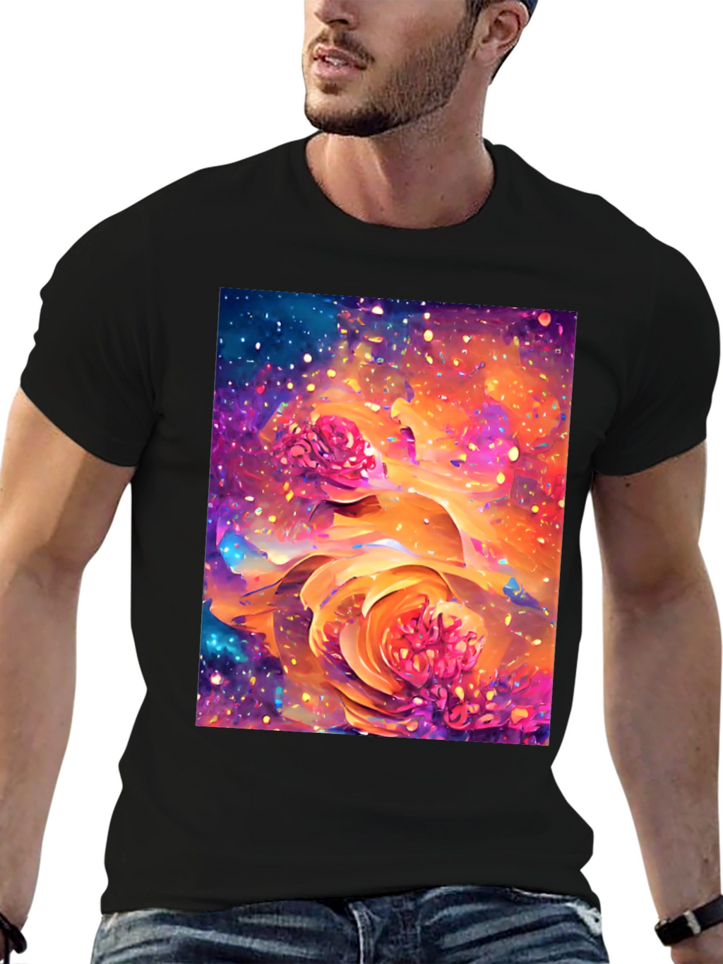 Floral Galaxy T-Shirt - Artistic Design
