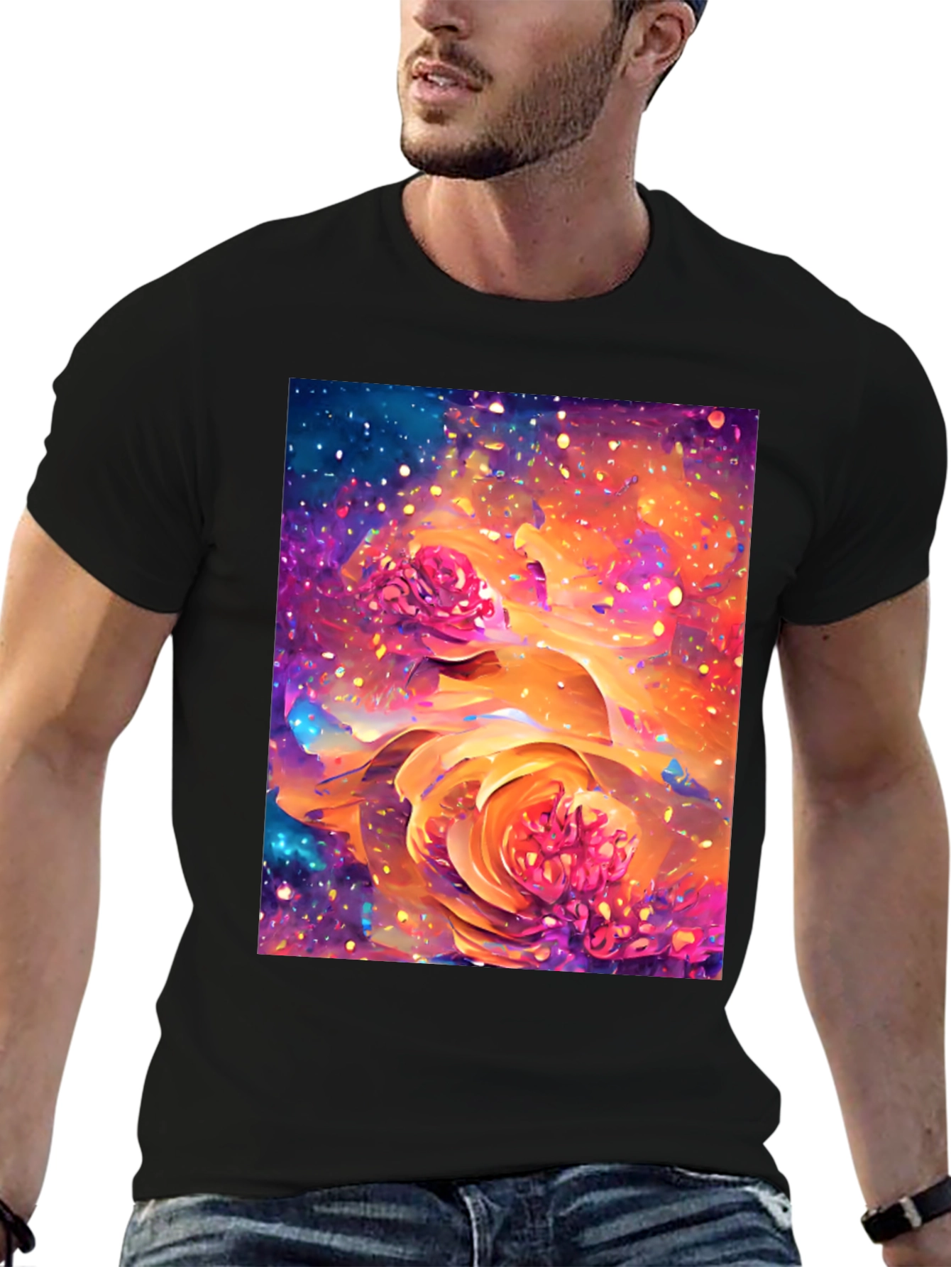 Floral Galaxy T-Shirt - Artistic Design