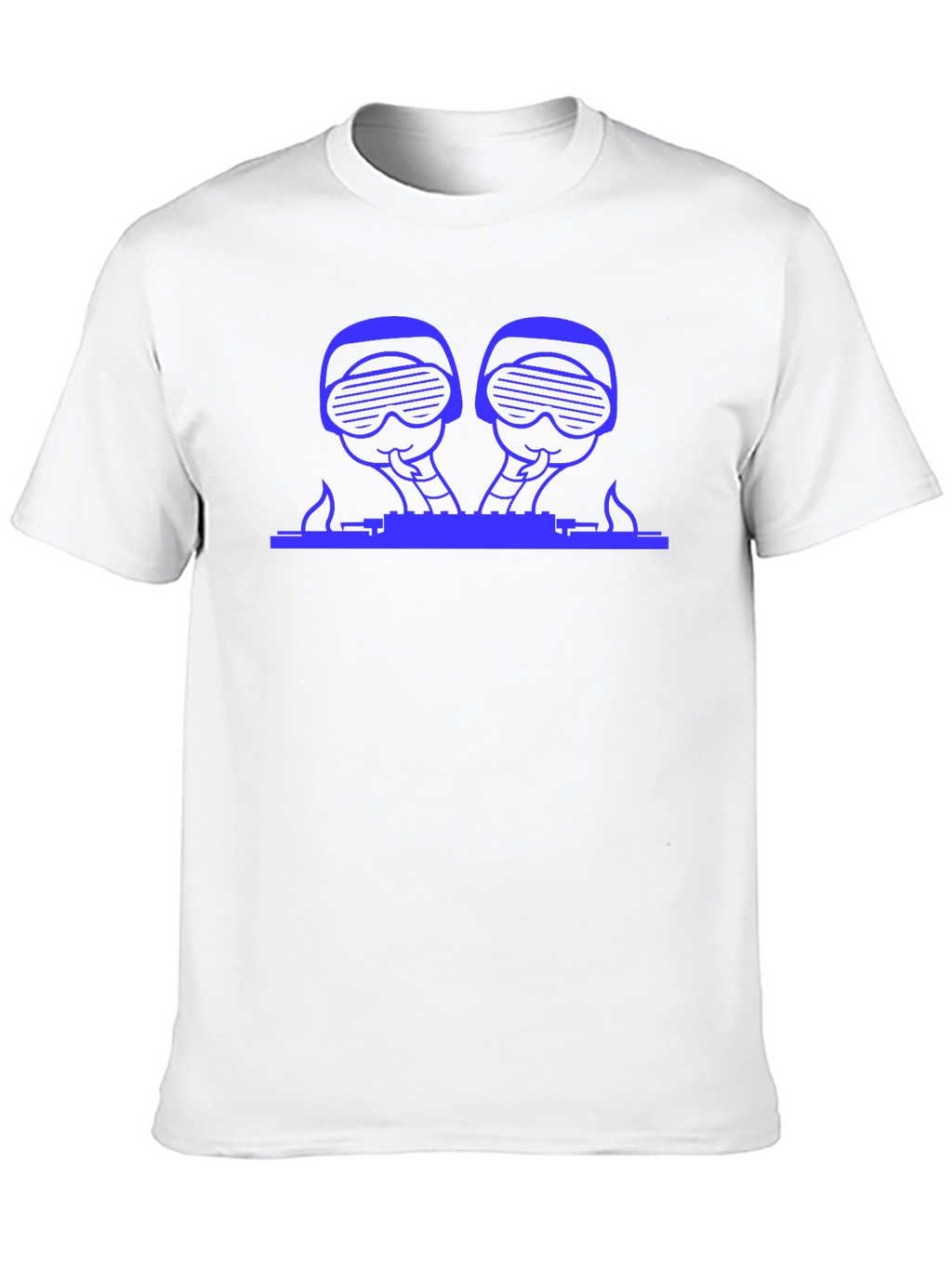 Blue Graphic DJ T-Shirt - Black Crew Neck Tee
